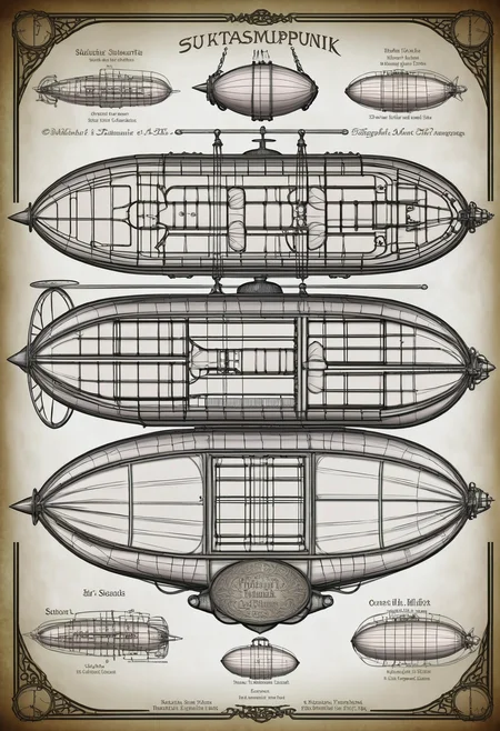 detailed floorplan of a fantasy steampunk airship, high resolution<lora:EnvyFloorplansXL01:1>