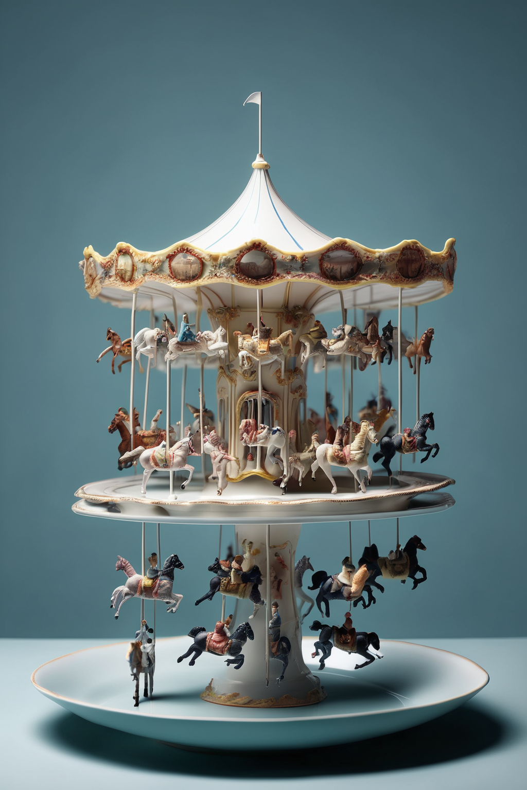<lora:Surreal Plate:1>Surreal Plate - a plate with a miniature carousel spinning and playing hauntingly beautiful music