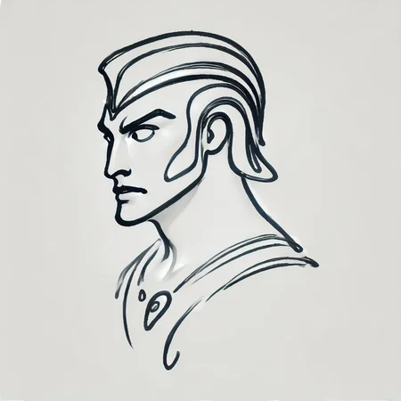 DonM0n3L1n3XL one line drawing, score_9, score_8_up, score_7_up, score_6_up, male lynians, paladin,musketeer, chest armor , rating_safe <lora:DonM0n3L1n3XL-pony:1>