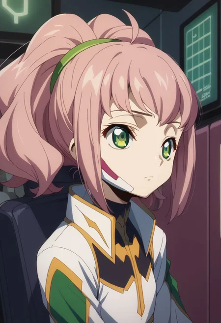 score_9, score_8_up, score_7_up, source_anime,
anya forger, bangs, green eyes, pink hair, ahoge, hair ornament, hairpods, uniform,