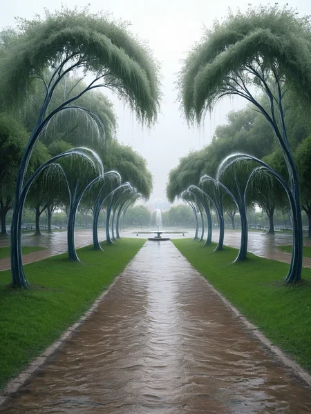 An ais-wvs city park after the rain <lora:ais-wvs-sdxl:1>