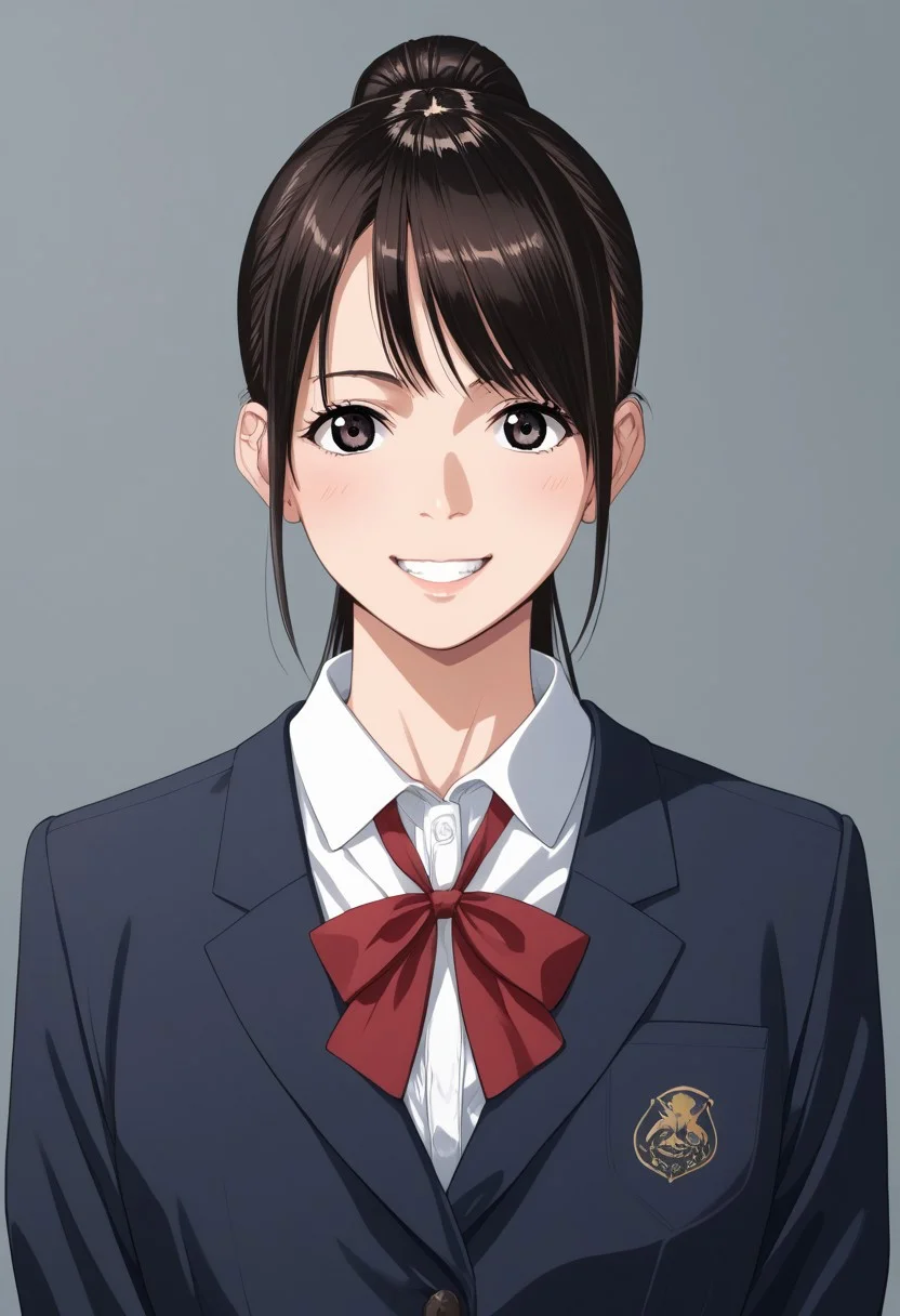 score_9, score_8_up, score_7_up, source_anime,(extremely detailed CG), (best quality),{tubaki,
1girl,face,smile ,front view,school uniform,ponytail}