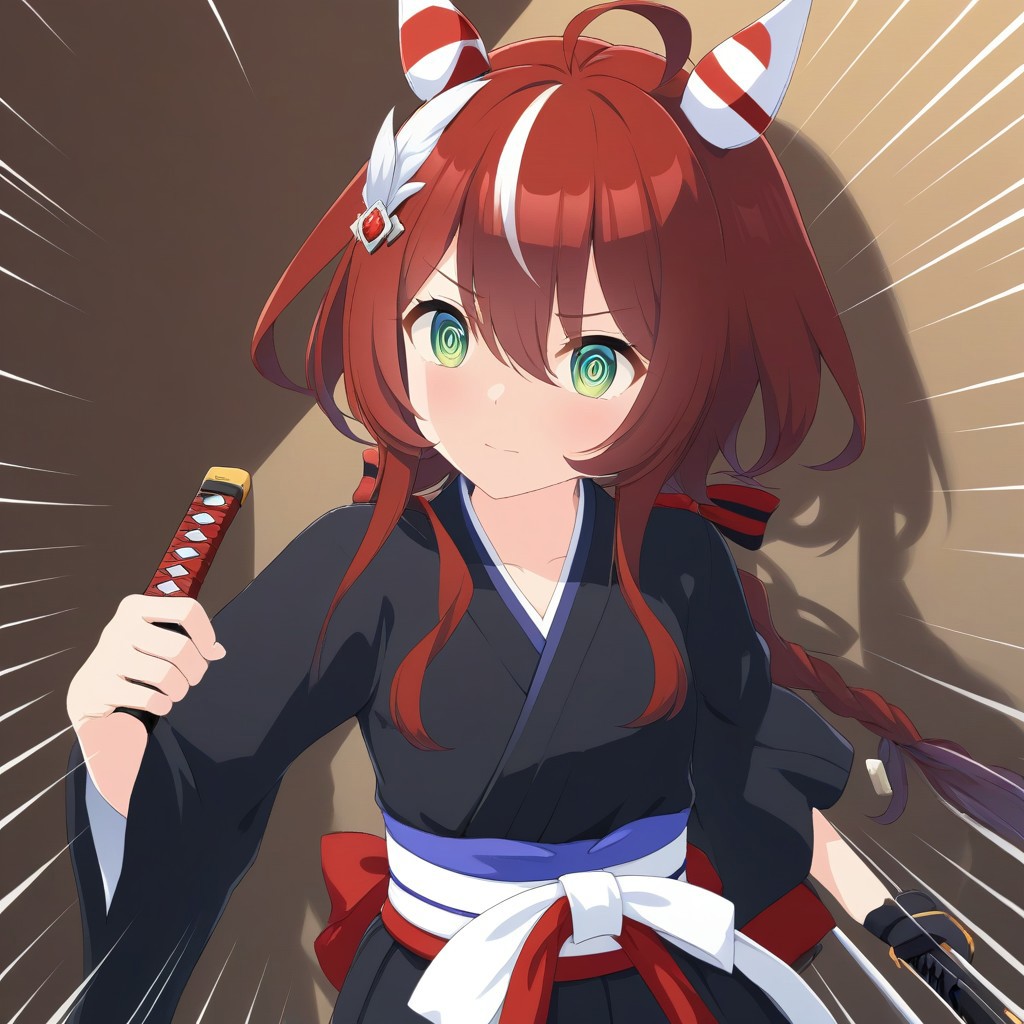 win variation \(umamusume\),1girl, source_bleach,green eyes,@_@,source_anime,glowing eyes,Sinoink,long braid,katana,japanese sword, samurai saber,
bleach, solo, japanese clothes, black kimonoblack kimono shirt),white sash, katana,best shadow,Sinoink
highly detailed background,detailed skin,very detailed clothes, power_lines,speed_lines,emphasis_lines,notice_lines,