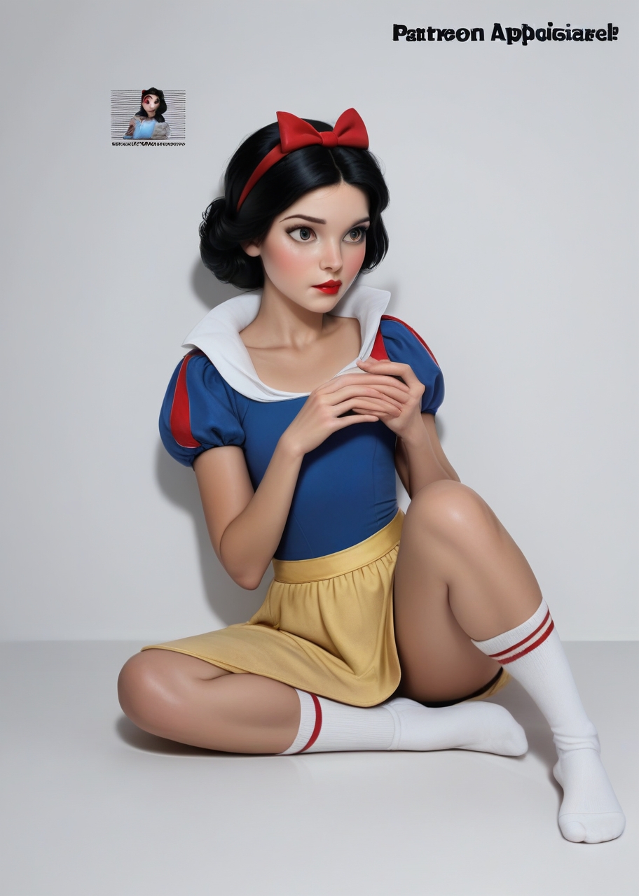 princess Snow White,, <lora:princess_pony_v1:0.6> knee socks<lora:AA_Ads_Only-000009:1> 445l34z3r0id, polaroid, score_9, score_8_up, score_7_up, score_6, score_5, score_4,
