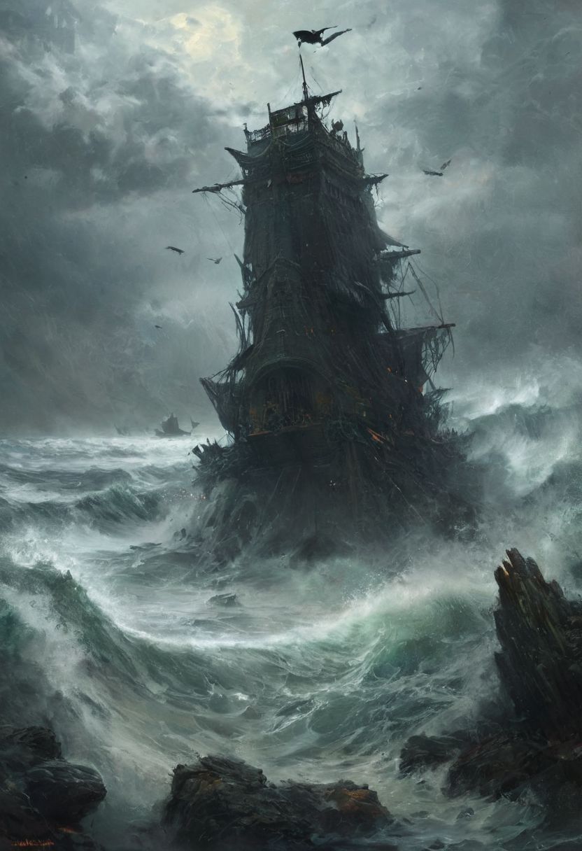 art by Jeremy Mann, god rays, dramatic light,  aesthetic of hard - edge painting:0.1), How ever long we had been at sea, no matter how many songs we sang it wasn't enough. The mental toll of just sitting on the boat and looking at the rippling water drove us crazy,. They had sealed their fates... (vacations, high resolution:1.3), (small, selective focus, european film:1.2), (sexual advance:1.1), ,end of hopes ,silence, extremely detailed,dark,sad, easynegative, digital artwork by Beksinski, extremely detailed, dark, chiaroscuro, low-key,in the style of Kelly Slater ,style by Kelly Slater,closeup,digital artwork by Beksinski, style of Kelly Slate