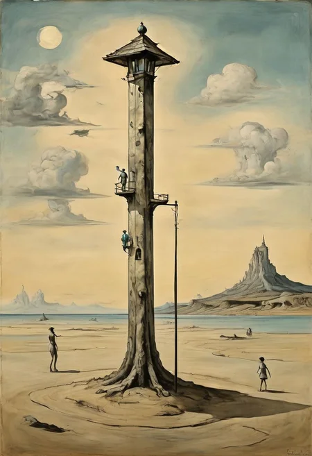 a pole, salvador dali style, pop surrealism