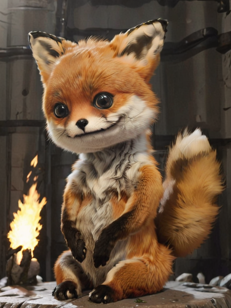 stnerfx, zhibi, chibi, cute, side view, epic battle staring small ferocious fox , silhouette, anime, digital, epic, high budged fx, film still, cartoon, painting, cinematic, action, explosions, boss fight, dramatic lighting, shadowplay, <lora:- SDXL - stnerfx _Stoner_Fox_V3.0:.9>  <lora:zhibi:.4>