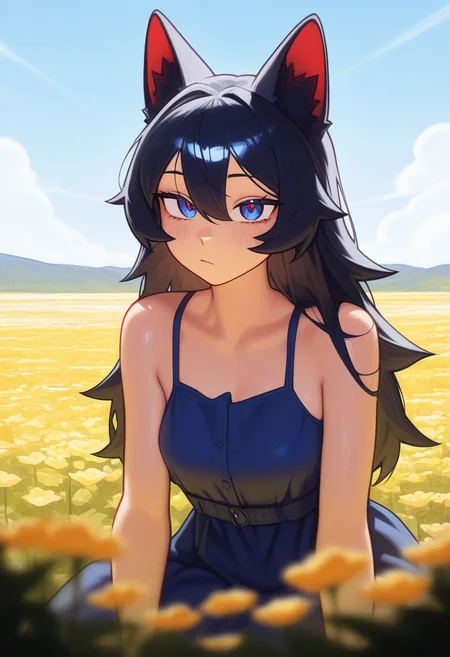 <lora:MilkshakeMix_TestCivit_v3:0.8>,
1girl, beautiful, kemonomimi, wolf girl, wolf ears, black hair, dark blue eyes, in a grassy field, simple dress, solo, flowers, blurry foreground,
BREAK masterpiece, best quality,