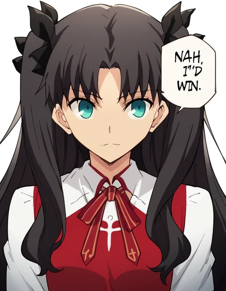 score_9, score_8_up, score_7_up, source_anime, rintohsaka, <lora:rin-tohsaka-ubw-ponyxl-lora-nochekaiser:1>, rin tohsaka, aqua eyes, black hair, hair ribbon, long hair, ribbon, sidelocks, two side up, parted bangs,, <lora:nah-id-win-ponyxl-lora-nochekaiser:1> nah id win, nah i'd win (meme), english text, speech bubble, meme, talking, straight-on, portrait, , ,