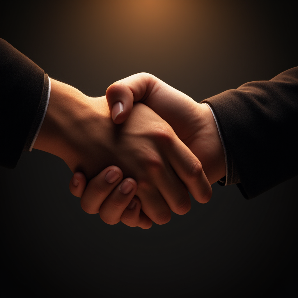 UHD, 4k, ultra detailed, cinematic, a photograph of UHD, 4k, ultra detailed, cinematic, a photograph of
two people shaking hands, hand focus, epic, beautiful lighting, inpsiring <lora:perfection style v2d:1>, epic, beautiful lighting, inpsiring