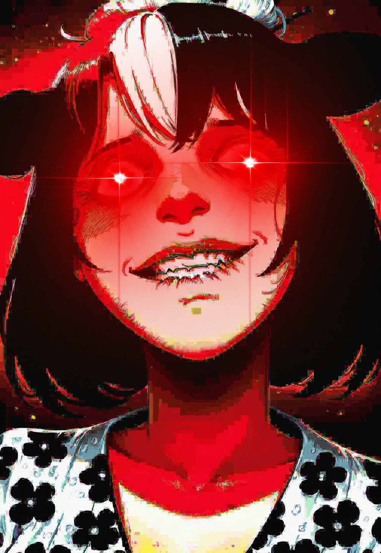 glowing eyes,
portrait, close-up, solo, biting lip, (naughty face:0.1),
holstein, mature female, split-color hair,
invpa, patterned clothes,
black theme, red theme,
[[geneva bowers, tsumetai_(tsurunoka), kornod, asutora]]
