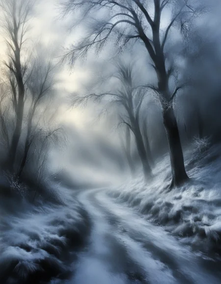 novuschroma style landscape in winter in wispy vapor <lora:102_novuschroma_1:1>