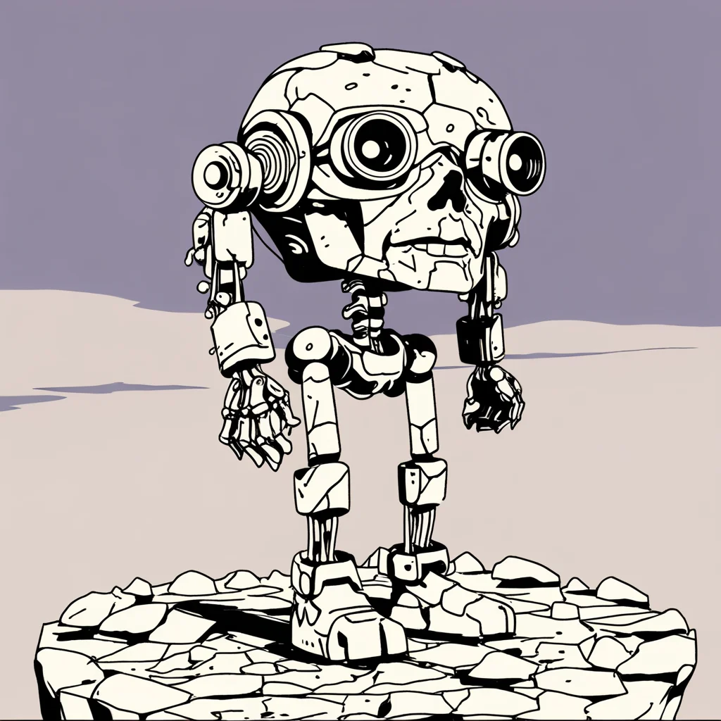 a cyborg made of rocks