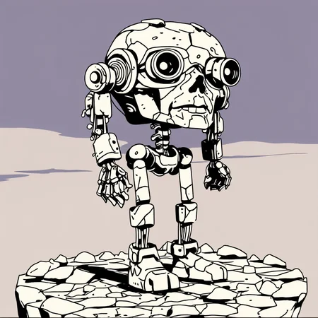 a cyborg made of rocks