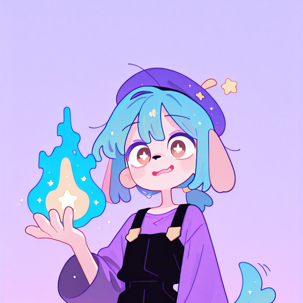 flat color, no lineart, blending, negative space,
masterpiece, best quality, amazing quality, very aesthetic, absurdres, (score_9, score_8_up, score_7_up), 8K, newest, anime coloring, 2d, simple background, lineart, upper body, (foreshortening:1.5), motion lines, looking at viewer, angry face, screaming, screaming, emotional, magic, focus on hands, holds magic in hand, arcane, power, very aesthetic, newest, haiz_ai, no outline, Flatline, Flat vector illustration, amaruu, beret, pastel colors, stars, 1boy, slim_body, flat_chest, (tired:1.5), animal_ears, kemonomimi, solo, androgynous, otoko no ko, light skin, well developed face, brown eyes, big eyes, big pupils, turquoise hair, short hair, floating ahoge, low ponytail, ocean blue ears, large ears, (floppy ears:1.5), (dog ears:1.5), purple shirt, overalls, purple beret, shorts, eyeliner, black eyeliner, purple eyeshadow, fox tail, turquoise tail, small fangs, dog nose, slight smile