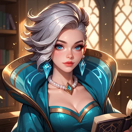 Fairy tale score_9, score_8_up, score_7_up, score_6_up, adult beautiful woman, solo,  indoors, standing,<lora:WMG3-69-PDXL:0.8>,Senna (League of Legends) White/Silver Hair, Ethereal, ghostly essence, pose,  haute couture, bodycon, (looking at viewer),  neckline, pained  expression, pearl choker,  sparke, dr3ss,  . Magical, fantastical, enchanting, storybook style, highly detailed