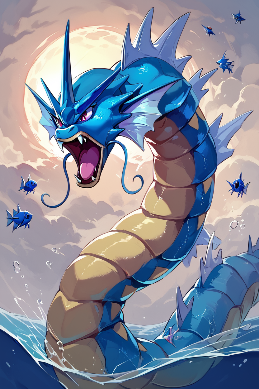 score_9, score_8_up, score_8,  ,,,  zzGyarados, open mouth, cloud, water, fangs, sharp teeth, underwater scene, glowing bioluminescent scales, surrounded by schools of fish, ancient ruins in the background, mysterious and majestic, vibrant colors, serene yet ominous atmosphere, highly detailed   ,<lora:GyaradosPokedexPDXL_v3:0.8>,   ,,, ,,, embedding:zPDXL, Expressiveh, <lora:Expressive_H-000001:0.4>,  <lora:ProAnime_PDXL_v1:0.6>,