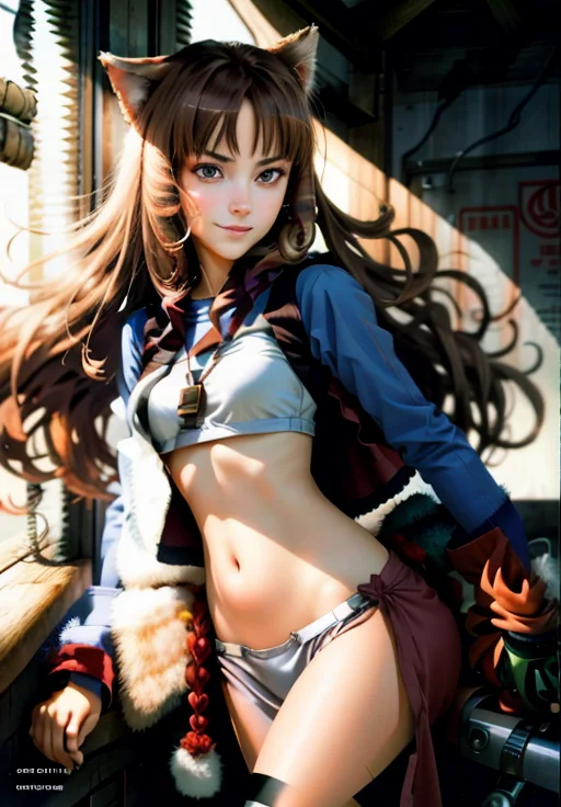 <lora:Holo:0.8>, Holo, 1girl, solo, smirk,, (acclaimed, alluring, captivating, exciting, gorgeous, striking:1.3)