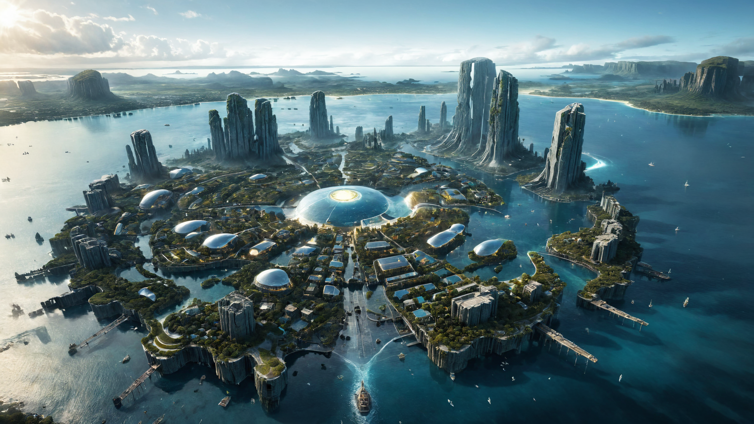 photorealistic, detailed digital illustration of a futuristic floating city in the middle of the ocean, <lora:xl_more_art-full_v1:0.4>, Dramatically lit, <lora:EnvyPanoramaXL01:0.8>, <lora:sdxlaarg_aerial:0.8> archiaerialview, <lora:PE_EpicLand:0.7> PEEpicLand, <lora:Arcane_Ruins_XL:0.7> arcane ruins