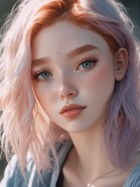 photo of beautiful age 18 girl, pastel hair, freckles sexy, beautiful, close up, young, dslr, 8k, 4k, ultrarealistic, realistic, natural skin, textured skin