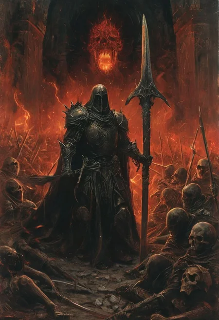 Completely Helm's fall absolutely nothing, pure black, detailed, but the Lord of the Rings of life are rising, FastNegativeV2, ral-dissolve,(James Ensor,Unica Zurn,Zdzislaw Beksinki:1.3), Skeletons,Weeping statues, Paranormal,Apparition, (Metallics:1.1), (Shape:1.1), (Monotyping:1.1), (Strobe light:1.3), Stone, Rhombus, ultra detailed, intricate, oil on canvas, dry brush, (surrealism:1.1), (disturbing:1.2) <lora:khorne:0.7> <lora:methurlant:0.5>
The king's guards fell like wheat before the scythe, their cries of alarm silenced by the swift and merciless blades of the assassin knights. In the heart of the fortress, they confronted the tyrant king himself, a figure wreathed in shadows and crowned with a crown of thorns.
A fierce battle ensued, the clash of steel and the crackle of dark magic filling the air with a palpable sense of impending doom. Sirah's daggers danced like silver serpents, finding their mark with unerring accuracy, 
creating a hyperpunk scene with desaturated translucent DARK Red and beige details, colorful (polaroid:0.7) with vibrant colors, (vacations, high resolution:1.3), (small, selective focus, european film:1.2), (sexual advance:1.1), ,end of hopes ,silence, extremely detailed,dark,Completely The Battle of Helm's Padl absolutely nothing, pure black, detailed, but the Lord of the Rings of life are rising, FastNegativeV2, ral-dissolve,