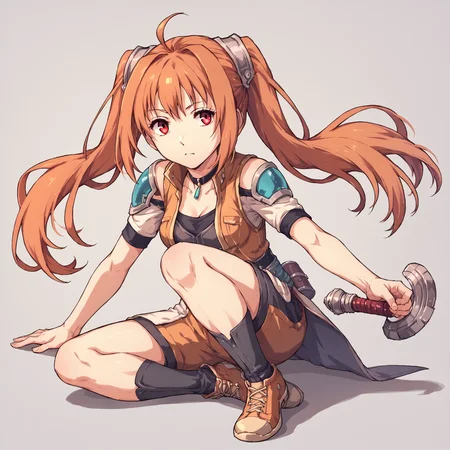 score_9,score_8_up,score_7_up,rating_safe,1girl,<lora:EstelleCS4:0.9>,Estelle Bright,orange hair,twintails,ahoge,red eyes,medium breasts,<lora:falcom_adetailer:1>,full body,