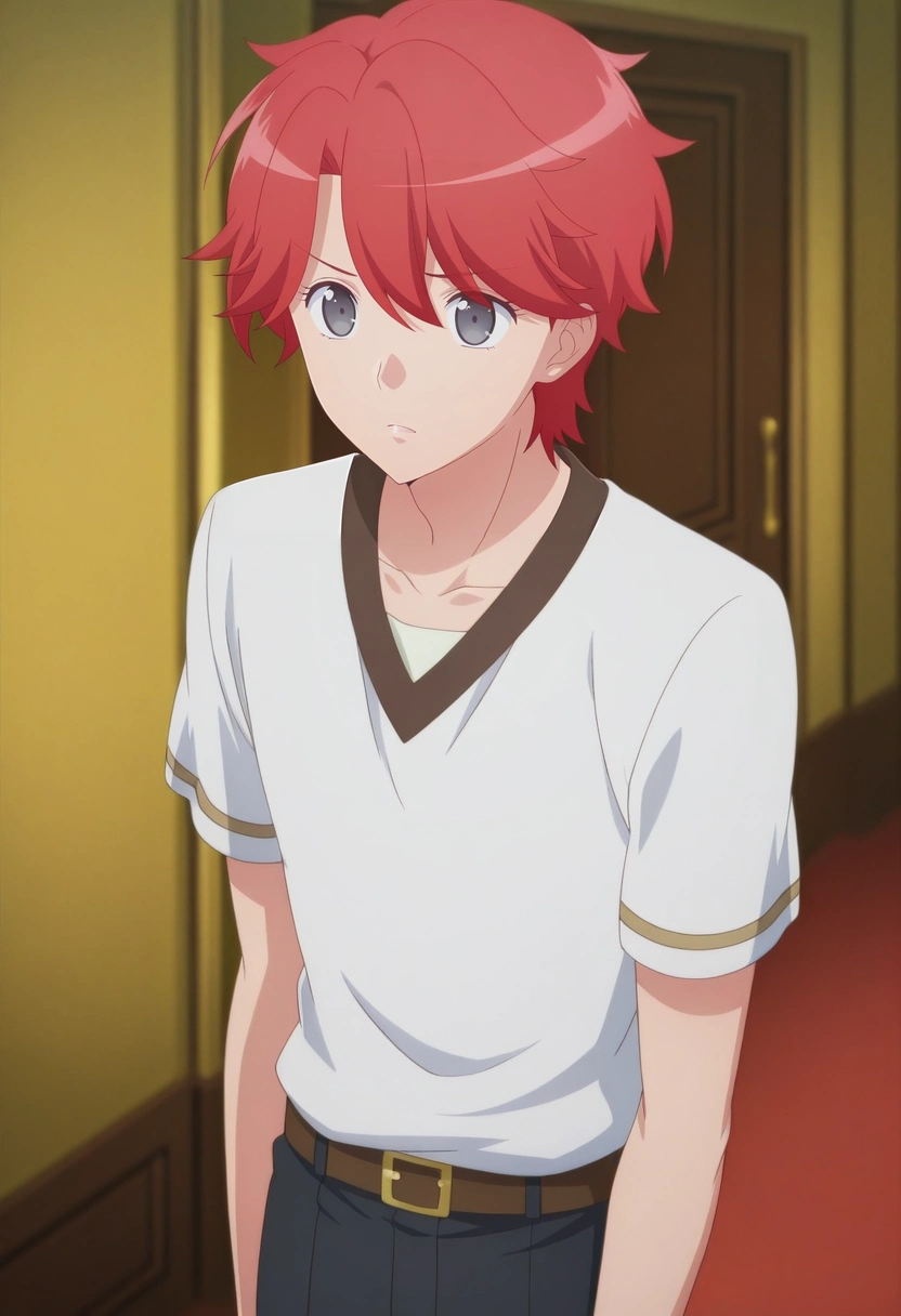 masterpiece, best quality, , anime screencap, anime coloring, official style,, 1boy, solo, male focus, <lora:sirius_dieke_ilxl:0.9>, sirius_dieke, red hair, grey eyes, short hair, ,