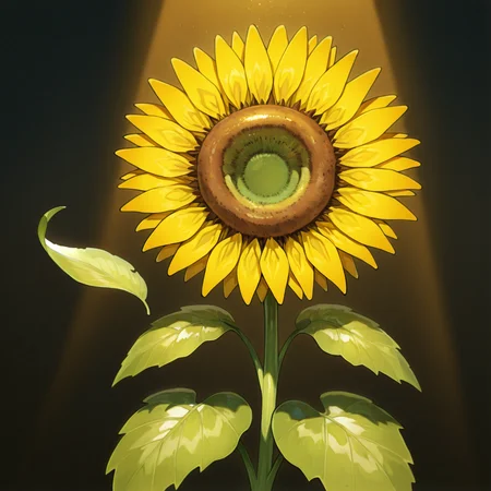 (monochromatic flowers,stalk sunflower,stem,leaf,yellow and brown)
masterpiece, best quality, amazing quality, very aesthetic, absurdres,  newest, (volumetric lighting)