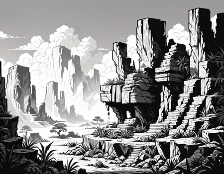 score_9, score_8_up, score_7_up, <lora:Clean Sketch (J) style:1> monochrome, desert canyon,