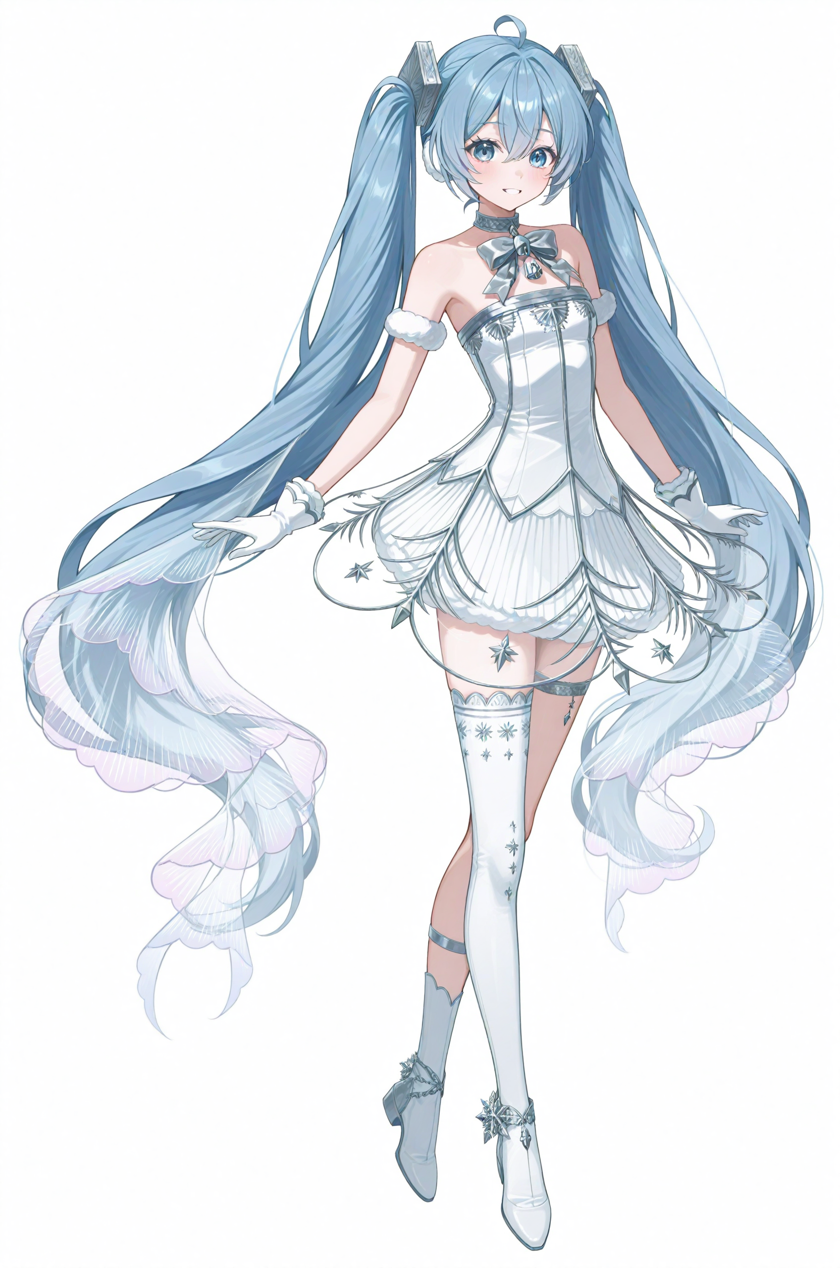 <lora:NoobV065sHyperDmd:1> <lora:SekkaChikuonki-000021:1>white background,  sekkachikuonki, blue twintails, full body
