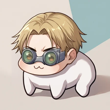score_9, score_8_up, source_anime, doro, creature, chibi, no humans, four legs, KentoNanami, blonde hair, forehead, short hair, goggles, <lora:ChamKentoNanamiPonyXL:1.2>, <lora:Doro_X_PDXL_V1:0.9>