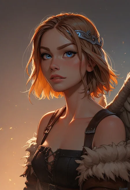 (score_9, score_8_up, score_7_up). ( line work, excellent drawing, highest quality, extremely detailed:1.2). 1girl, Valkyrie, viking, wings, adult face, blue eyes, perfect face, dark lashes, shiny look, petite, nymph, confident, 3/4 view, cowboy shot, dynamic angle, g0thicPXL, romantic, cinematic lighting, volumetric lighting, source_cartoon,