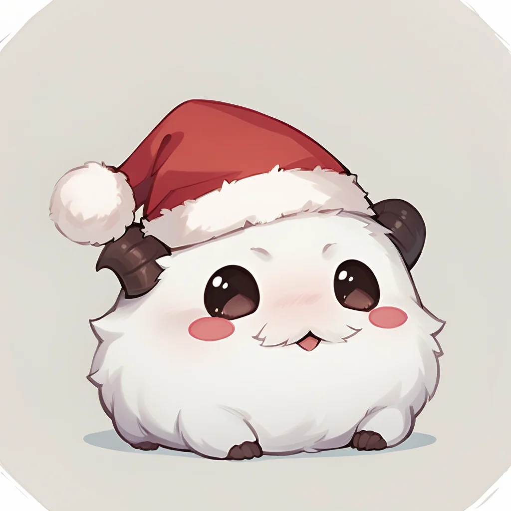 score_9, score_8_up, score_7_up, score_6_up, p0r0, no humans, animal focus, horns, <lora:Poro_v1:1>, cute, chibi, full body, looking at viewer, animal, santa hat, blush stickers