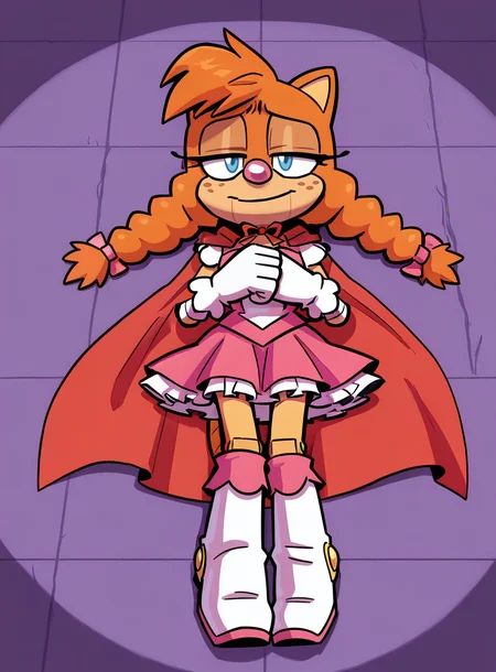 1girl, solo, furry,
<lora:Belle:0.9> belle the tinkerer, white gloves, magical girl uniform, frilled skirt, high boots, arm warmers, ribbon choker, cape,
lying, arms loosely positioned, sad expression, faint smile, wistful tone, <lora:Captain_Molasses:0.9> capmol, extremely detailed, highres, masterpiece, best quality