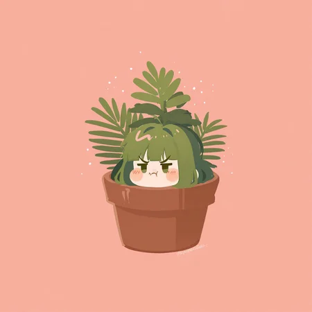 projecttiger, no_lineart, no humans, fern, blush sticker, pout, [potted plant],
best quality, absurdres, [dynamic pose]