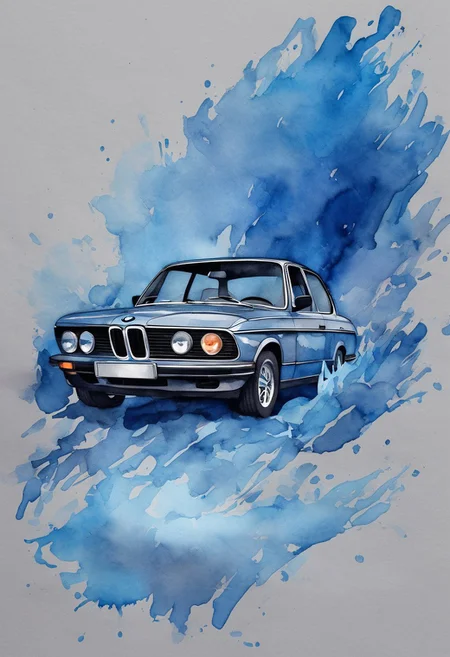 $$$$$$$😭 BMW sapphire blue iridescent expensive flash the whole side is ruined it has been crashed into minimalist line drawing simple sketch outline watercolor messy amateurish fairy-tale storybook illustration
 Picture book style, grey style