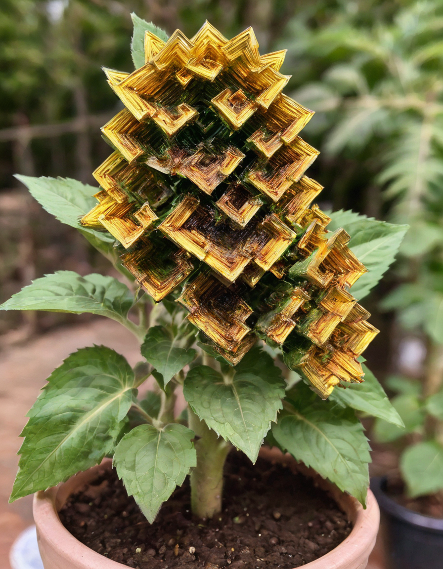 <lora:bmth-000007:0.8>sunflower made out of bmth growing in a pot
