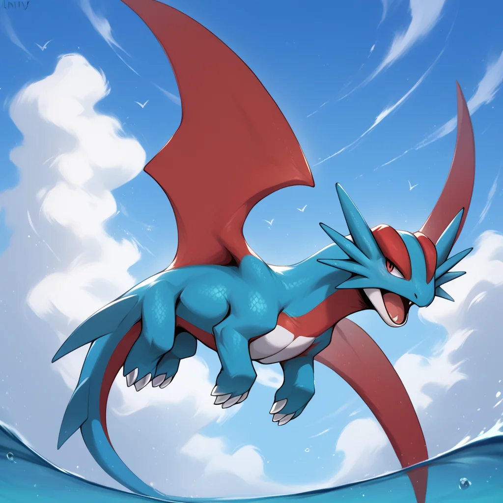 realistic, BREAK, <lora:Salamance_Pokemon-000002:1> salamance_(pokemon), blue scales, red wings, male, feral, flying, sky, (sunny:1.3), zPDXL2, zPDXLxxx, zPDXLrl, <lora:Pony_QualityV4.0:1.12>