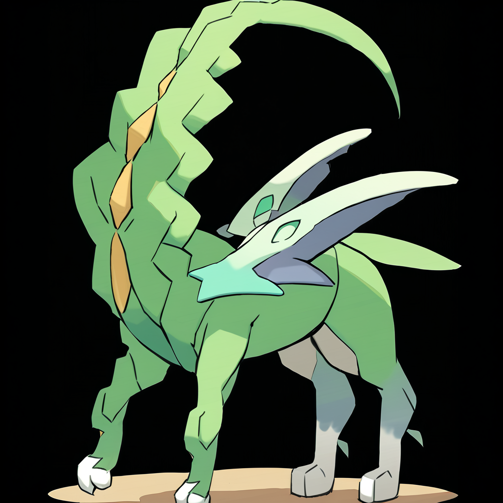 <lora:pokemon_pony_xl:1>, watercolor creature art like pokemon, Type: Ghost, Type: Psychic, Egg Group: Not obtainable, is a pokemon creature that Its scales are rimmed with Brown giving it a regal appearance fitting of its Water stature,It has a distinctive Green patch on its chest that is hot to the touch, indicating its Steel nature,The creature's hooves are cloven and leave a distinctive Indigo trail, serving as a marker of its territory,The creature is a friend to the Pony foal, a gentle giant that treads softly and respects the balance of nature,The creature's knuckles are enlarged, housing glands that produce a sticky substance score_9, score_8_up, score_7_up, score_6_up, score_5_up, score_4_up.  Simple black background, (Masterpiece:1.3) (best quality:1.2) (high quality:1.1)