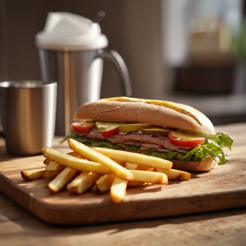 cinematic film still of  <lora:perfection style:0.9> wrinkles:1
A perfect photo of a wooden cutting board topped with a sandwich and french fries,food,blurry,cup,no humans,blurry background,phone,table,cellphone,smartphone,plate,realistic,food focus,still life,french fries,napkin , detailed face, detailed body, detailed hands, detailed eyes, detailed nose, detailed ears, detailed hair, detailed, perfection, detailed teeth, detailed skin texture, wrinkly, detailed fingers, detailed mouth, beauty, realism, real, detailed hair, detailed pores, detailed background, sharp image, detailed lips, different race, different color, different haircut, different skin tone, different, different people, different pose, perfection style, shallow depth of field, vignette, highly detailed, high budget, bokeh, cinemascope, moody, epic, gorgeous, film grain, grainy