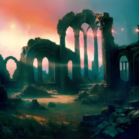 professional light, cinematic lighting, fashion photography, ambient lighting, overgrown ruins of a settlement on the plains of a magical fantasy world, epiCPhoto
<lora:add_detail:1>, FanRu <lora:FantasyRuins:1>