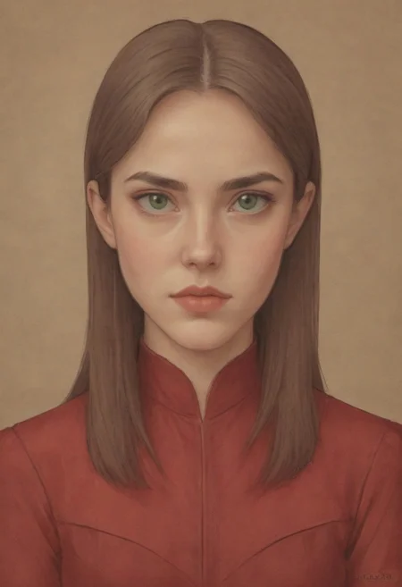 on parchment,"Ilya Kuvshinov" style.
Portrait of "Gorgeous girl With ((green)) Eyes". red silk dress, Claudia, lipstick,
intricate details, (depth of field,bokeh:1.2), full-body photograph , cute girl, adorable, petite, long black hair, white strip in hair, long flowing hair, innocent, perfect face, beautiful face, bttrfrckl, bimbo lips, red silk . Ray-Tracing. Anti-Aliasing. Realistic soft shadows. Low saturation colors. Insane quality. Insane resolution. Insane details. Masterpiece. 32k resolution.