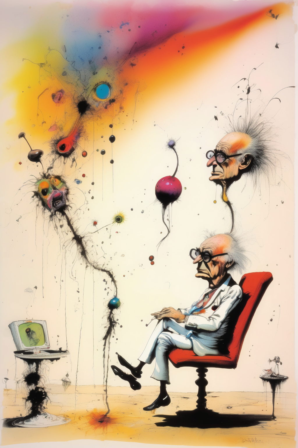 <lora:Ralph Steadman Style:1>Ralph Steadman Style - Ralph Steadman drawing of a psychedelic therapy session