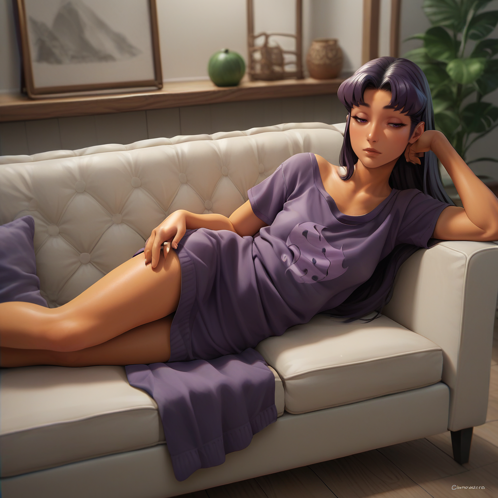 score_9, score_8_up, score_7_up, score_6_up, score_5_up, score_4_up, zPDXL2,source_anime,rating_questionable, <lora:Lounging:0.8> loung3, lying, lounging, relaxing, solo, indoors, on side, couch, blackfire