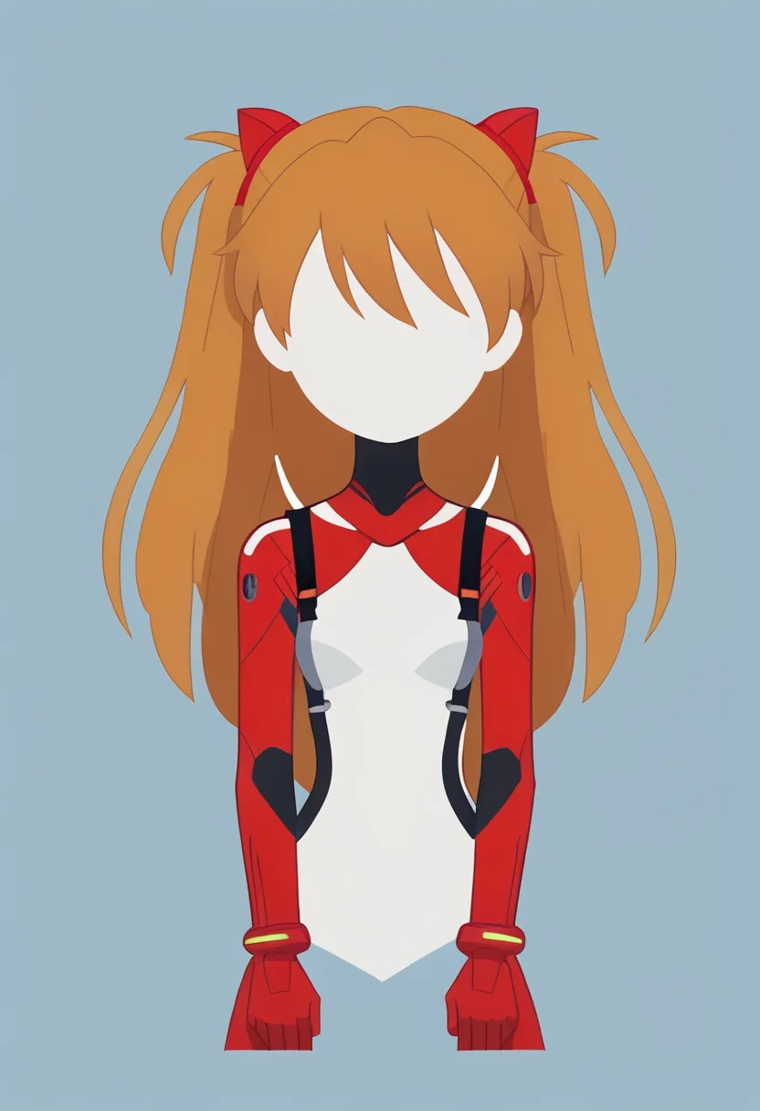 score_9, score_8_up, score_7_up, score_6_up, score_5_up, score_4_up <lora:PonyMinimalStyle:1> Minimalstyle, Asuka Langley, faceless female, simple background, vector, flat colors, faceless, simple, red suit