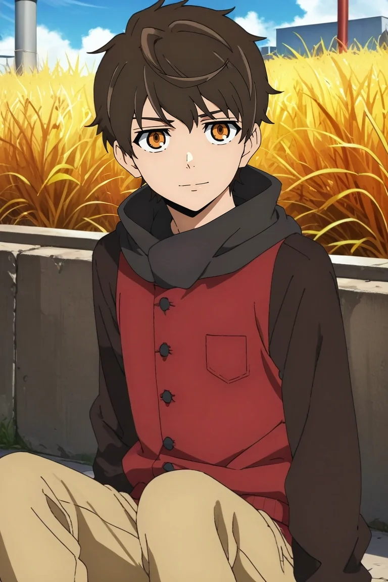 score_9, score_8_up, score_7_up, , rating_safe, , anime screencap, anime coloring, official style, , depth of field, 1boy, solo, male focus, <lora:twenty-fifth_bam_pony:0.84>, twenty-fifth_bam, brown hair, orange eyes, short hair, , straight-on, skytree, day, sunny, sitting, smirk, , <lora:sdxl_lightning_8step_lora:1>