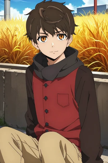 score_9, score_8_up, score_7_up, , rating_safe, , anime screencap, anime coloring, official style, , depth of field, 1boy, solo, male focus, <lora:twenty-fifth_bam_pony:0.84>, twenty-fifth_bam, brown hair, orange eyes, short hair, , straight-on, skytree, day, sunny, sitting, smirk, , <lora:sdxl_lightning_8step_lora:1>