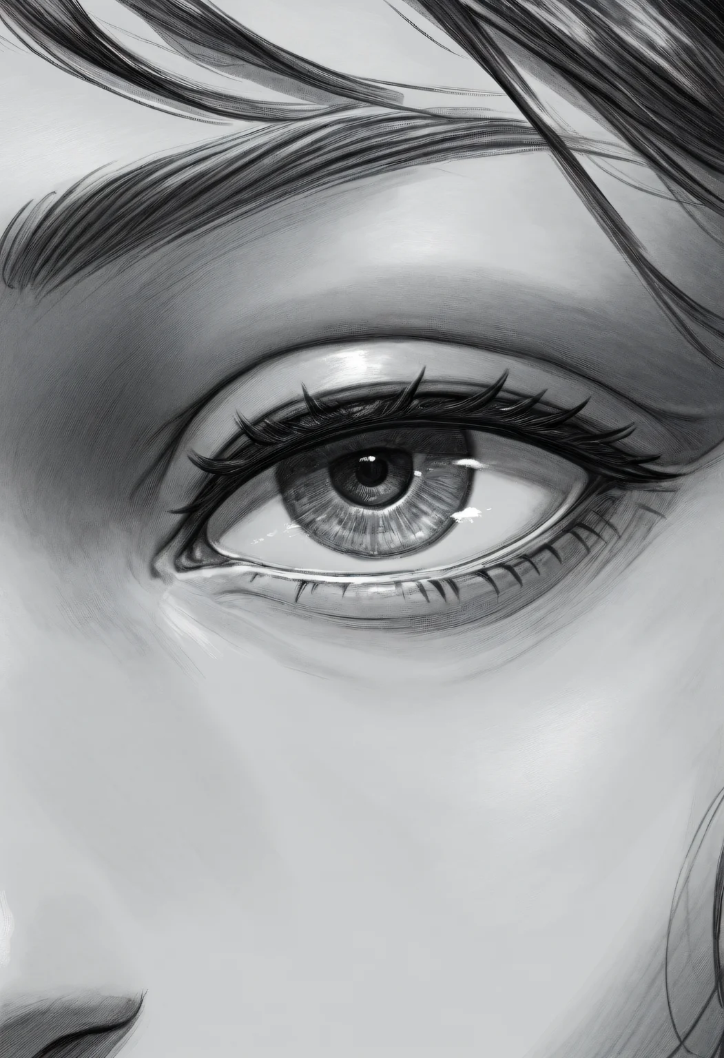 <lora:SketchArt_Epoch_10:1.0>, greyscale, monochrome, sk3tch, solo, 1girl, looking at viewer, eye focus, very awa, masterpiece, best quality, highres, absurdres