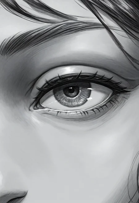 <lora:SketchArt_Epoch_10:1.0>, greyscale, monochrome, sk3tch, solo, 1girl, looking at viewer, eye focus, very awa, masterpiece, best quality, highres, absurdres