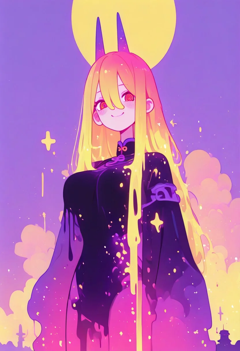 masterpiece, best quality, newest, absurdres, highres, traditional media, rapirehd, red eyes, red hair, long hair, bangs, , looking at viewer, cute, smiling, shy expression, (masterpiece, best quality, official art), (1 girl), colorful, large breasts, (vibrant background), shadows, sfw, portrait, 18 year old, adult,power \(chainsaw man\), long hair, horns, red eyes, ringed eyes, upturned eyes,wabi sabi, holographic skin, holofoil glitter, faint, glowing, ethereal, neon blonde hair, glowing hair, long hair, looking at viewer, relaxing, sci-fi, ong bioluminescent glowing hair, bangs, medium perky breasts, (body covered in paint splashes:1.3, dripping paint, body covered in paint:1.3, bodypaint, excessive paint:1.5, submerged in paint, flying paint splashes), cowboy shot, perfect body, adult, athletic, perfect body, (slim),
very awa, masterpiece, highres, absurdres,
<lora:NOOB_vp1_detailer_by_volnovik_v1:0.3>, <lora:noobai_ep11_stabilizer_v0.138_fp16:0.3>, <lora:ponyv6_noobV1_2_adamW:0.3>, <lora:mon_monmon2133:0.6>, <lora:XXX477:0.5>, <lora:96YOTTEA-WAI:0.5>, <lora:a31_style_koni:0.5>, <lora:ag31_style_ba_v1:0.8>, <lora:haiz_ai_illu:0.5>, portrait,The background is of a japanese castle, full moon, laterns, japanese garden.
<lora:murata_ill_v2:1>
onlight, clouds